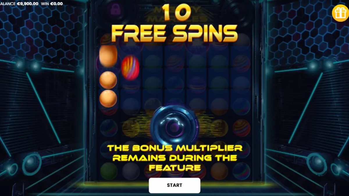 Mighty Marbles slot machine cosmic neon neon grid